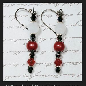 White Glass Antique.Bronze Hooks Hidden Meaning earrings Unique Shapes  450■